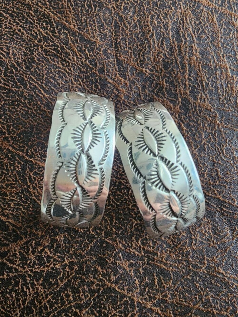 Native American Sterling Silver half hoops